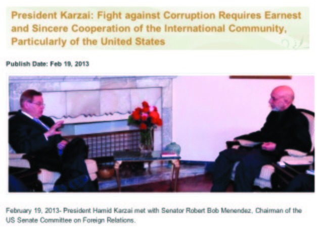 Karzai lectures Menendez over U.S. ‘corruption’ of Afghans
