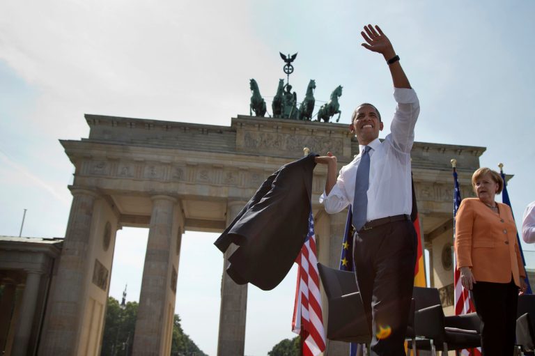 AP/Evan Vucci 
President Obama is a talented orator, but his speech at the Brandenburg Gate in Berlin last week fell flat.