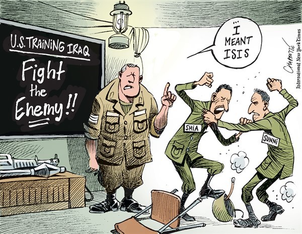 Editorial cartoon: Fight the enemy?