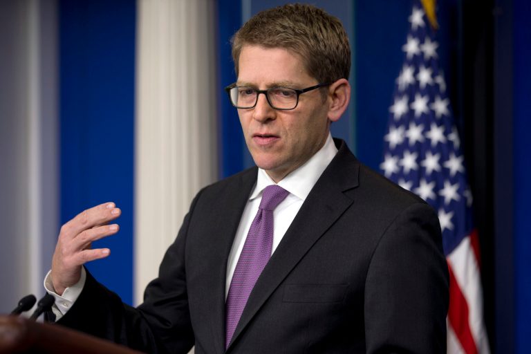 White House press secretary Jay Carney speaks during his daily news briefing at the White House in Washington, Monday, Feb. 10, 2014. Carney answered questions on topics including recent developments in Congress. (AP Photo/Jacquelyn Martin)