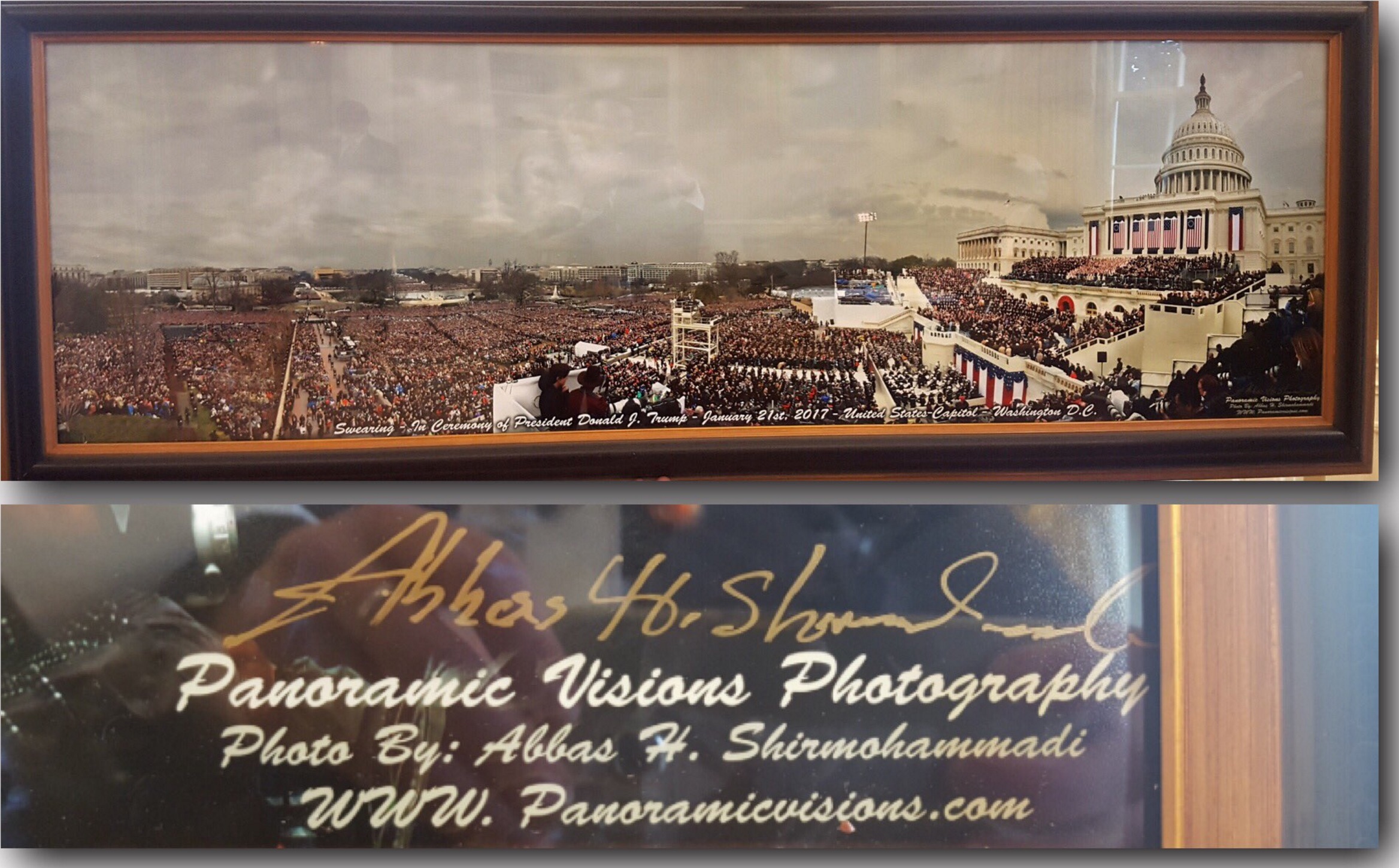 Trump puts inaugural crowd picture near press