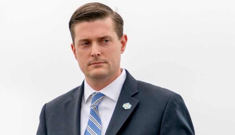 Outgoing White House staff secretary Rob Porter stands accused of abusing two ex-wives. (AP Photo/Andrew Harnik)