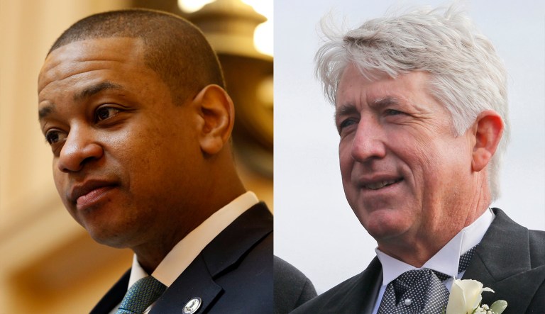 Justin Fairfax (left) and Mark Herring (right) of Virginia are shown.