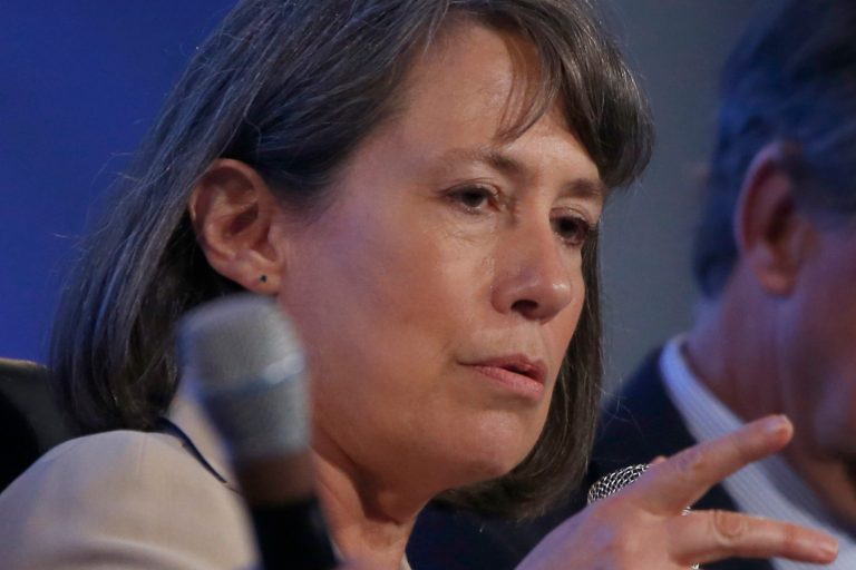 Former Federal Deposit Insurance Corporation chair Sheila Bair speaks at the 2014 Fiscal Summit organized by the Peter G. Peterson Foundation in Washington, Wednesday, May 14, 2014. (AP Photo)