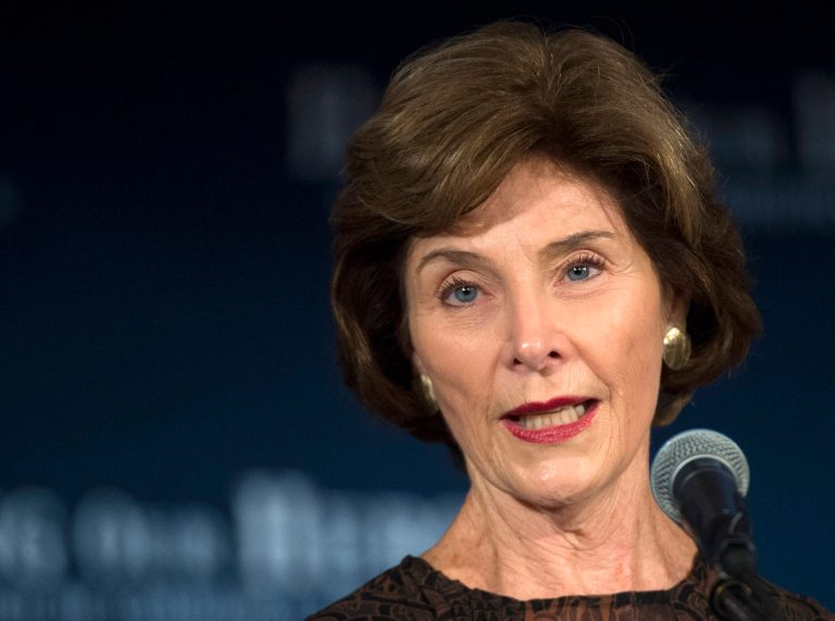 Former first lady Laura Bush declined to say Thursday if she would back GOP presidential front-runner Donald Trump. (AP Photo/Molly Riley)