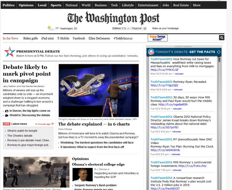 Obama Twitter feed takes over WaPo’s website