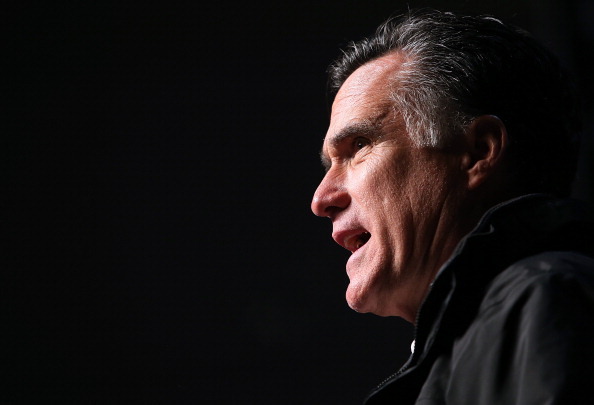 NEWPORT NEWS, VA - NOVEMBER 04: Republican presidential candidate, former Massachusetts Gov. Mitt Romney speaks during a campaign rally at the Smithfield Foods Hangar on November 4, 2012 in Newport News, Virginia. With two days before election day, Mitt Romney is campaigning in swing states across the country. (Photo by Justin Sullivan/Getty Images)