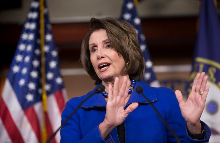 The meeting was arranged and attended by Minority Leader Nancy Pelosi, D-Calif., who sat alongside about 20 Democratic lawmakers from the Hispanic Caucus and several committees. (AP Photo)