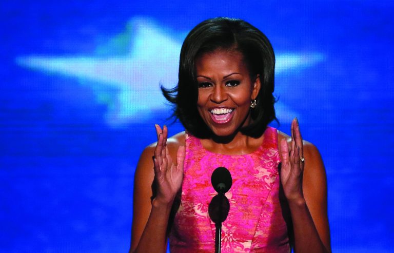 Michelle Obama speaks during day one of the Democratic National Convention at Time Warner Cable Arena on September 4, 2012 in Charlotte, North Carolina. The DNC that will run through September 7, will nominate U.S. President Barack Obama as the Democratic presidential candidate. (Photo by Alex Wong/Getty Images)