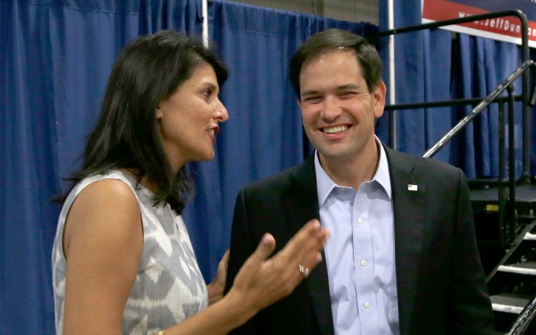 South Carolina Gov. Nikki Haley says Marco Rubio will bring a 