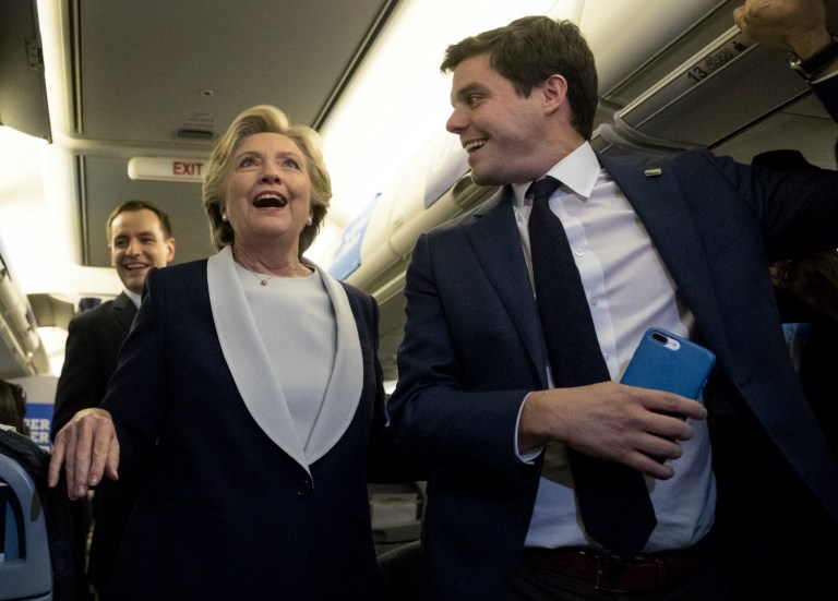 Hillary Clinton's campaign manager predicted Thursday that recent WikiLeaks hacks would ultimately lead back to Donald Trump. (AP Photo/Andrew Harnik)