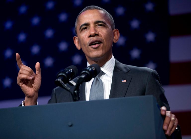 President Barack Obama speaks at the National Organizing Summit in Washington, Tuesday, Feb. 25, 2014. (AP Photo/Pablo Martinez Monsivais)