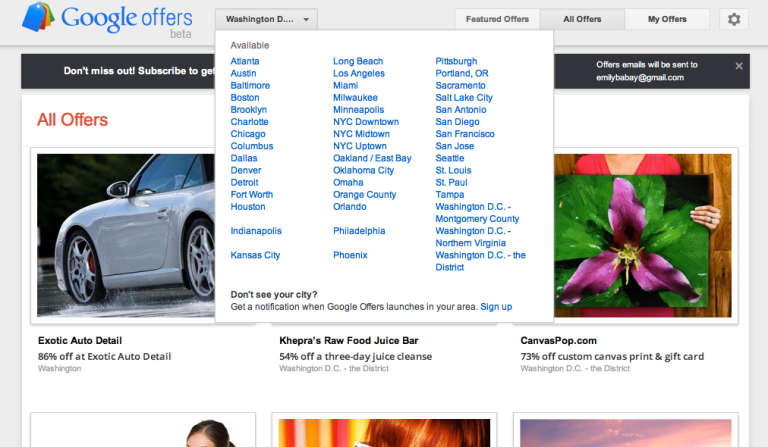 Google Offers -- available in the District, Northern Virginia and Montgomery County -- is the latest daily deal site to snub Prince George's County, irritating officials there.