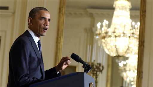 President Barack Obama speaks on the Internal Revenue Service's targeting of conservative groups for extra tax scrutiny in the East Room of the White House in Washington, Wednesday May 15, 2013. Obama announced the resignation of Acting IRS Commissioner Steven Miller, the top official at the IRS.  (AP Photo/Susan Walsh)
