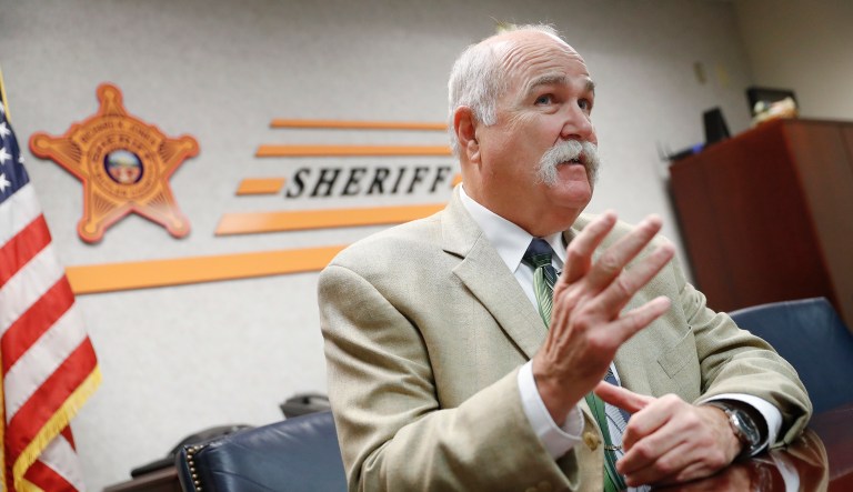 Sheriff Richard Jones said his offer to train teachers has been met with an overwhelming response. On Tuesday, he said he cut off requests at 300. (AP Photo/John Minchillo)