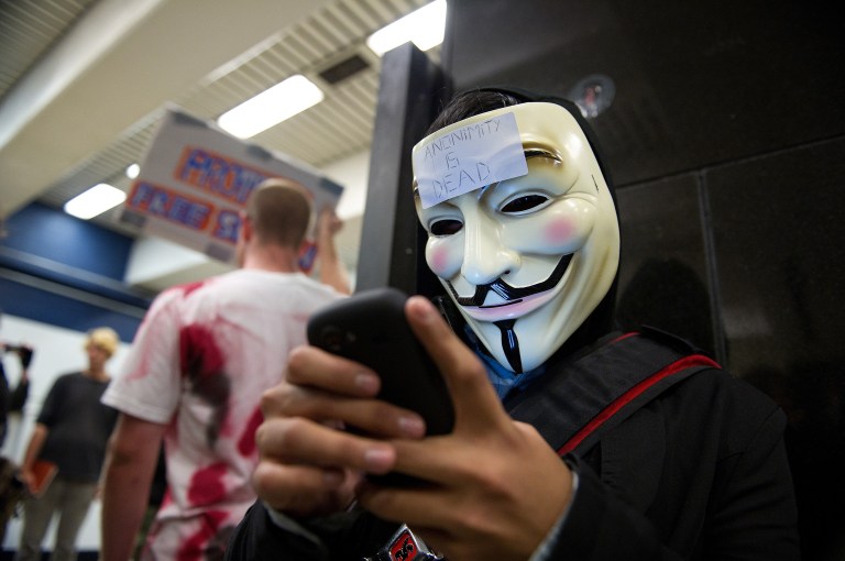 Reports on Thursday suggested that Anonymous had posted Donald Trump's Social Security number and the number to his cell phone online. (David Paul Morris/Bloomberg)
