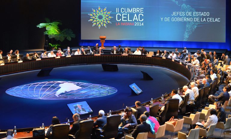 Leaders meet for the second day of the CELAC Summit in Havana, Cuba, Wednesday, Jan. 29, 2014. Leaders from across Latin America and the Caribbean signed a resolution declaring the region a 