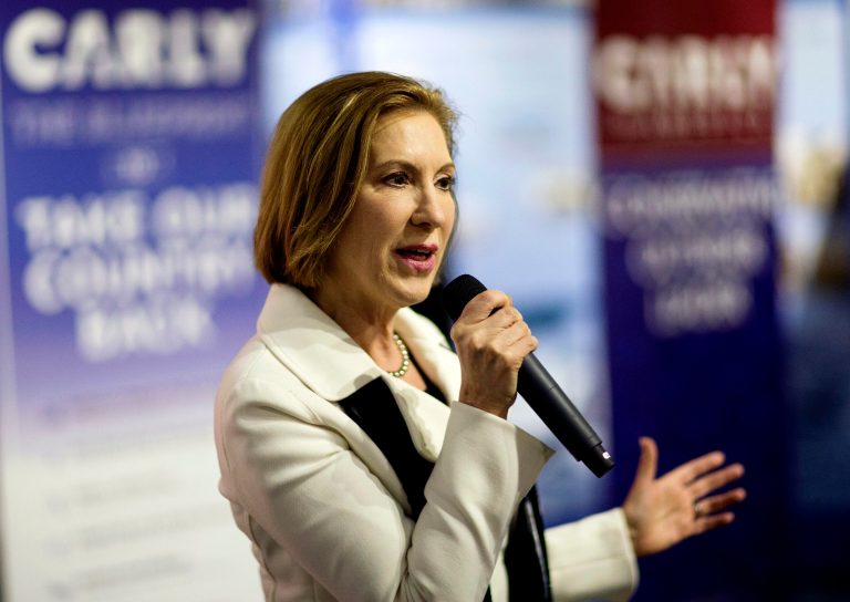 The stage and two-hour format can accommodate eight candidates just as well as it can accommodate seven. (AP Photo/David Goldman)