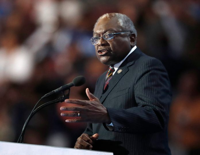 Rep. James Clyburn, D-SC, speaks during the final day of the Democratic National Convention in Philadelphia , Thursday, July 28, 2016. (AP Photo/Paul Sancya)