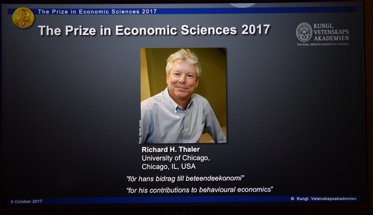 Economist Richard H. Thaler won the 2017 Nobel Economics Prize. Thaler, a University of Chicago professor, is known for his work in behavioral economics. (Henrik Montgomery/TT via AP)