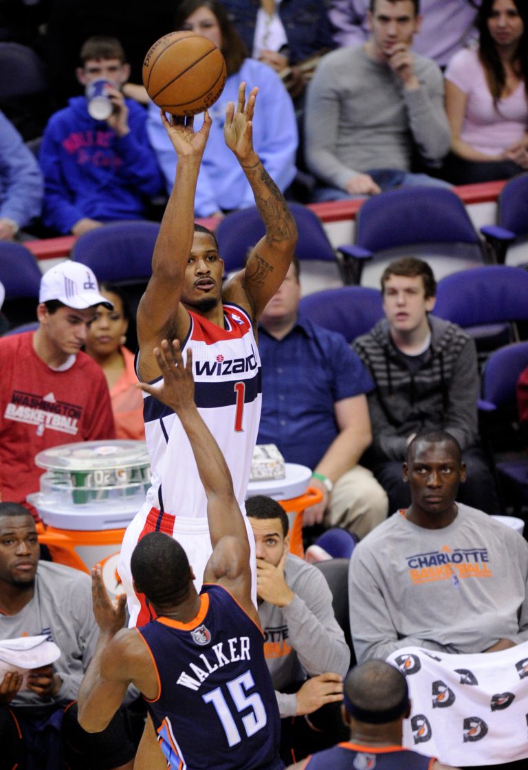Nick Wass/AP
Trevor Ariza finished with a season-high 26 points as the Wizards beat the Bobcats Saturday for the first time in three games this season.