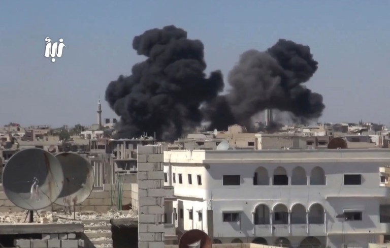 Rebel fighters portrayed the ceasefire as a small victory, but it may also alleviate pressure on pro-Assad forces. (Nabaa Media, via AP)