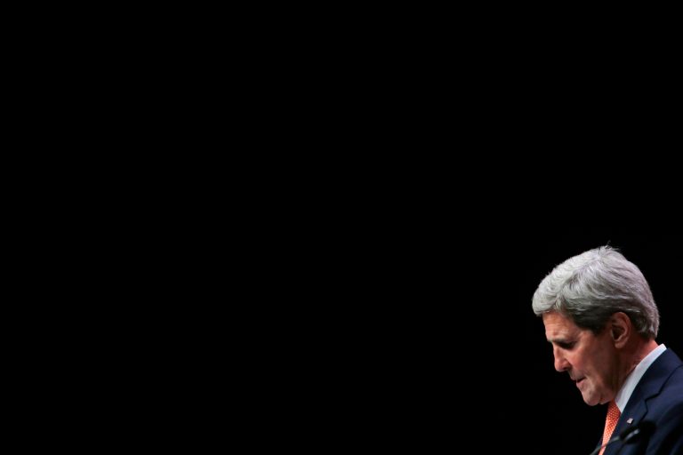 US Secretary of State John Kerry listens to a reporter's question during a news conference at the conclusion of the 'End Sexual Violence in Conflict' summit in London, Friday, June 13, 2014. The Summit welcomed governments from over 100 countries, over 900 experts, NGOs, Faith leaders, and representatives from international organisations across the world. (AP Photo/Lefteris Pitarakis)