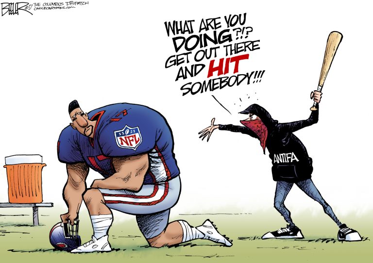 Editorial cartoon: NFL, Antifa protests