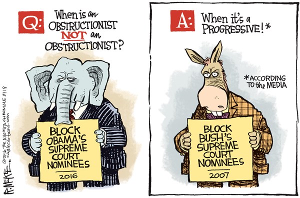 Editorial cartoon: When is an obstructionist not an obstructionist?