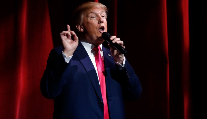 "Great to see how hard Republicans are fighting for our Military and Safety at the Border," Trump tweeted. "The Dems just want illegal immigrants to pour into our nation unchecked. If stalemate continues, Republicans should go to 51% (Nuclear Option) and vote on real, long term budget, no C.R.'s!" (AP Photo/Isaac Brekken)