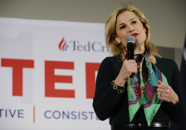 While campaigning in Wisconsin, Heidi Cruz spoke to the media about her reaction to Trump tweeting a warning that he would 