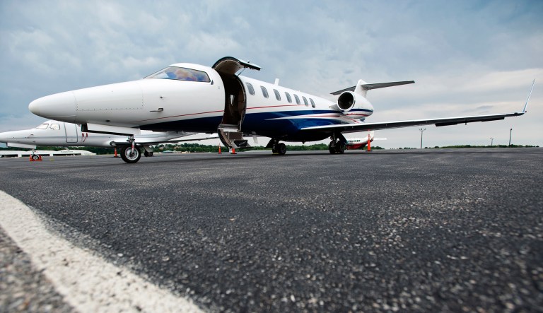 A Bombardier Learjet 40 XR aircraft parked at Million Air in White Plains, NY, USA on Wednsday August 3, 2011.