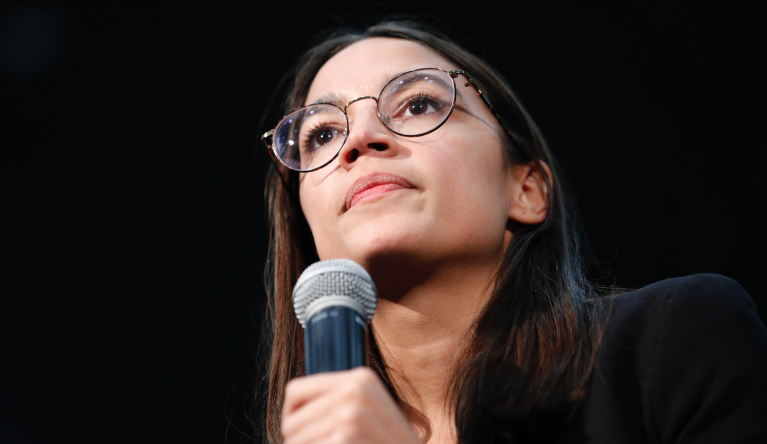 Rep. Alexandria Ocasio-Cortez, D-NY, speaks at a rally for democratic presidential candidate Sen. Bernie Sanders, I-Vt., Sunday, Jan. 26, 2020, in Sioux City, Iowa. (AP Photo/John Locher)