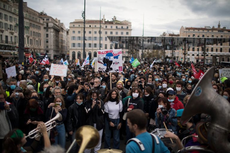 French protesters crowd streets over bill outlawing use of police images