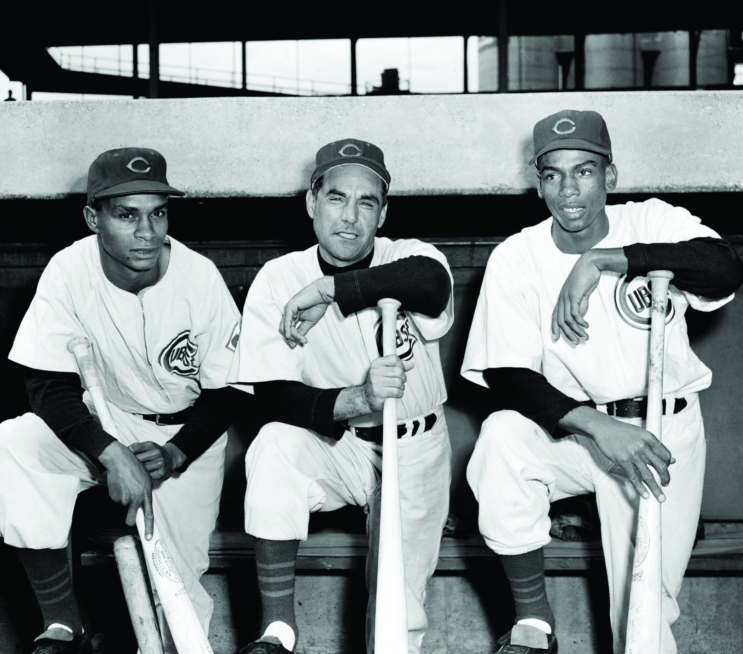Cubs Manager Posing With Two Players