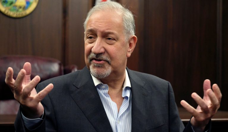 FILE - In this Sept. 2, 2016, file photo, attorney Mark Geragos talks to the media during a news conference in downtown Los Angeles. Litigation is piling up like bonfire kindling against organizers of the Fyre Festival that flamed out in a fiasco in April 2017 in the Bahamas, and Geragos says the event billed as "the cultural experience of the decade" was a "get-rich-quick scam." 