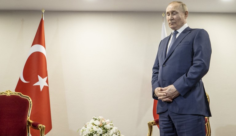 TEHRAN, IRAN - JULY 19: Russian President Vladimir Putin is seen ahead of a meeting with Turkish President Recep Tayyip Erdogan (not seen) at Tehran International Conference Hall in Tehran, Iran on July 19, 2022. 