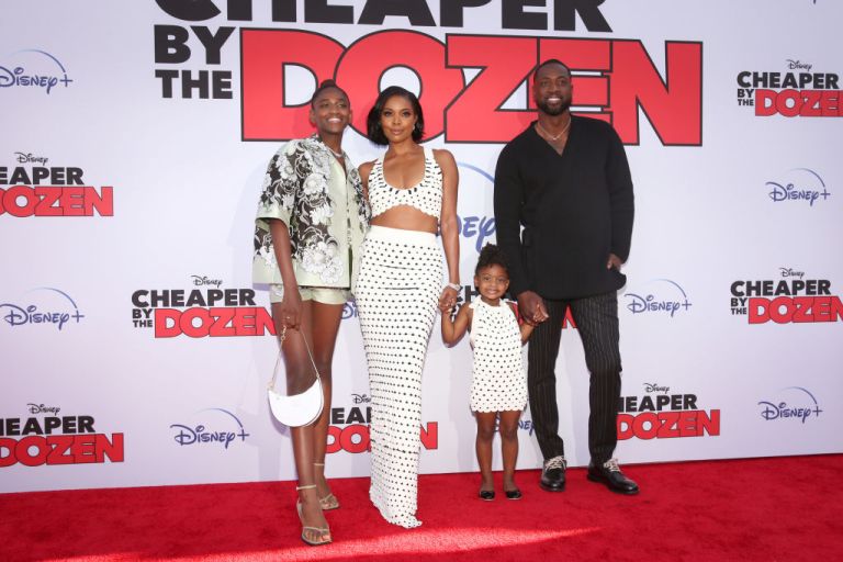 Zaya Wade, Gabrielle Union, Kaavia James Union Wade, and Dwyane Wade attend the World Premiere of 