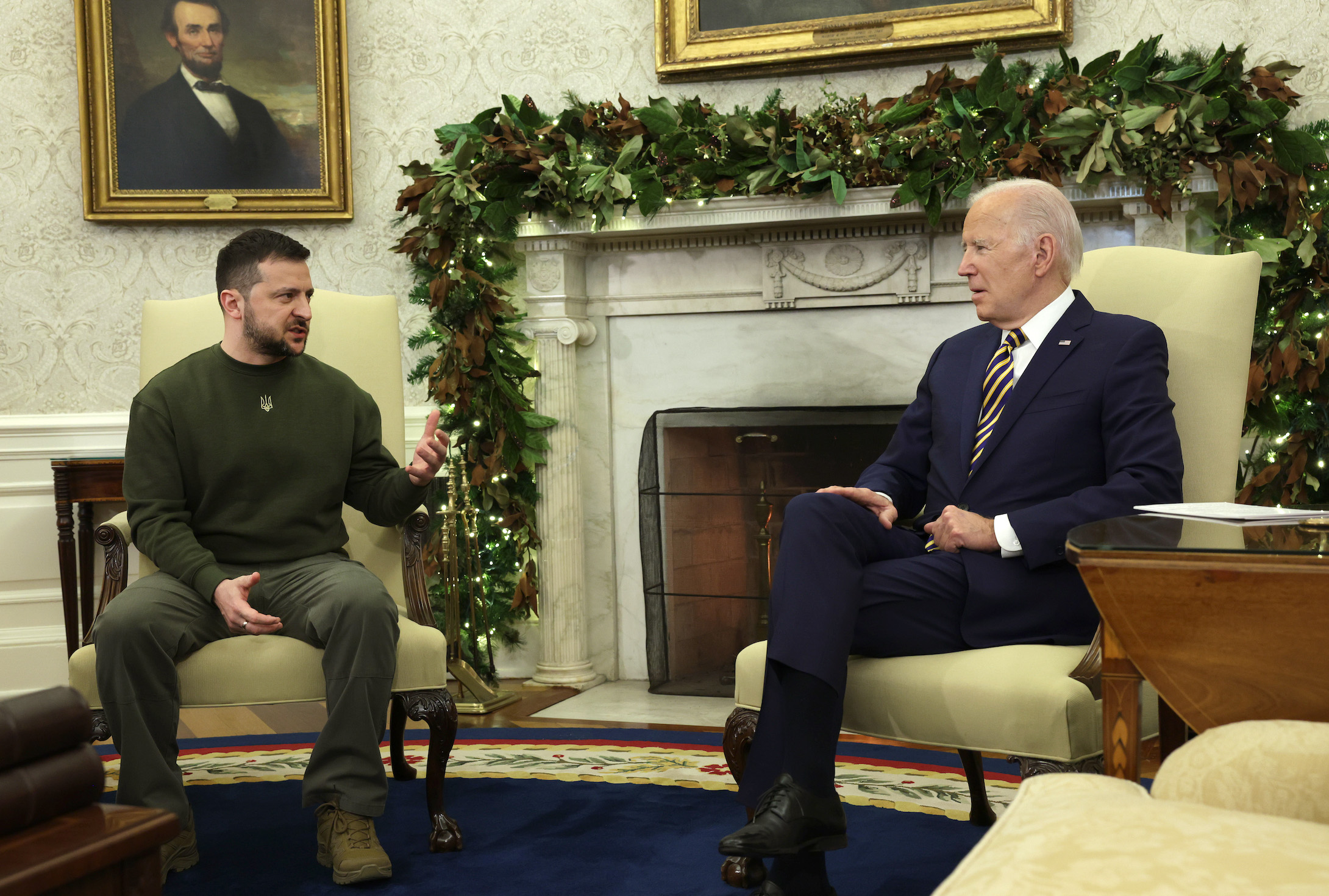 President Biden Meets With Ukrainian President Volodymyr Zelensky In The Oval Office Of White House