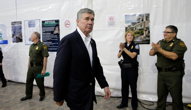 U.S. Customs and Border Protection chief Gil Kerlikowske walks through a U.S. Customs and Border Protection temporary holding facility where he addressed the media, Wednesday, Dec. 7, 2016, in Donna, Texas.