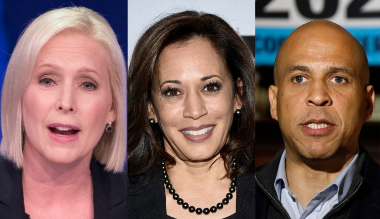 Sens. Kirsten Gillibrand, Kamala Harris, and Cory Booker are pictured.