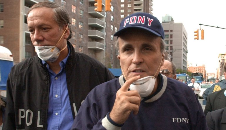 New York Gov. George Pataki, left, New York City Mayor Rudy Giuliani, center, and Sen. Hillary Rodham Clinton, D-N.Y., tour the site of the World Trade Center disaster, in this Sept. 12, 2001, file photo. Giuliani's experience on Sept. 11 and at ground zero propelled him into presidential politics, yet by his own admission, it may also weaken his health _ a key issue for any candidate seeking the White House.