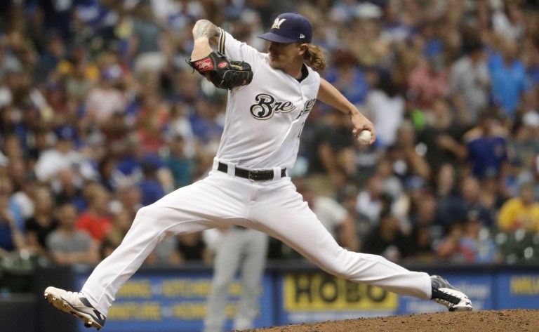 Milwaukee Brewers pitcher Josh Hader (71) throws during the eighth inning at the Major League Baseball All-star Game, Tuesday, July 17, 2018 in Washington.