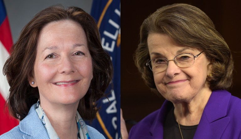 Gina Haspel, President Trump's designee to replace CIA Director Mike Pompeo, and Sen. Dianne Feinstein, D-Calif.