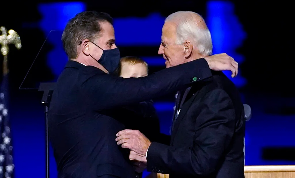Joe Biden and Hunter Biden at victory speech