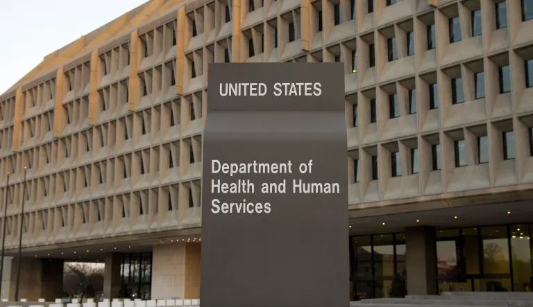 The Department of Health and Human Services building is seen in the evening in Washington Sunday, April 5, 2009.