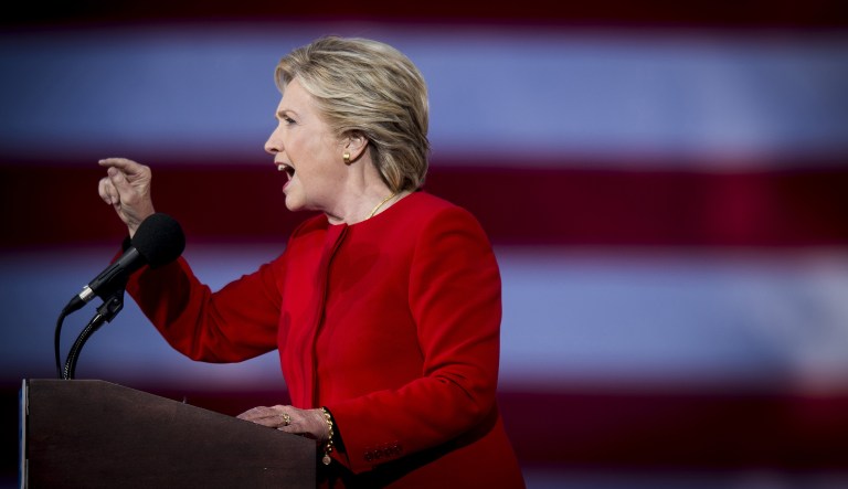 Hillary Clinton, 2016 Democratic presidential nominee, speaks during a campaign event in Pittsburgh, Pennsylvania, U.S., on Monday, Nov. 7, 2016. Clinton leads Donald Trump by three percentage points among likely voters nationally, the latest sign that her campaign's painstaking focus on women, Latinos and blacks could help propel her to the White House.