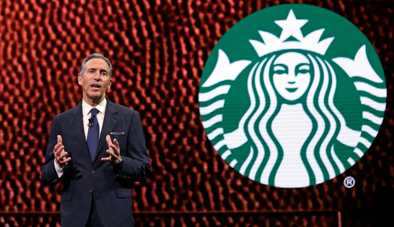 Starbucks CEO Howard Schultz speaks at Starbucks annual shareholders meeting Wednesday, March 22, 2017, in Seattle.