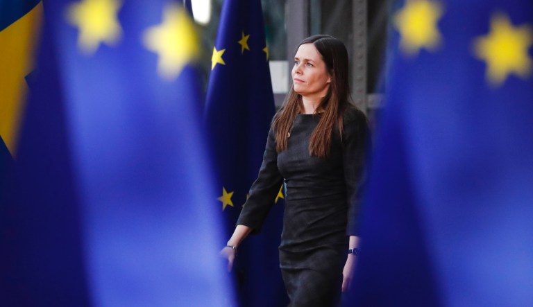 Iceland's Prime Minister Katrin Jakobsdottir arrives for an EU summit in Brussels, Friday, March 22, 2019. European Union leaders gathered again Friday after deciding that the political crisis in Britain over Brexit poses too great a threat and that action is needed to protect the smooth running of the world's biggest trading bloc. 