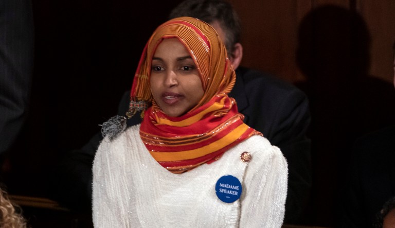 Rep. Ilhan Omar, a freshman Democrat representing Minnesota's 5th Congressional District, votes for Nancy Pelosi to be speaker of the House of Representatives on the first day of the 116th Congress, at the Capitol in Washington, Thursday, Jan. 3, 2019.